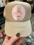Nutcracker Trucker Hat- khaki/ pink