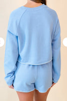 Z Supply Serville Crop Sweatshirt/ surf blue