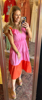 Colorblock Multi Stitch Placket Dress