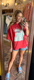 Statue Of Liberty Oversized Tee / red