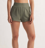 Z Supply Active Rise Up Fleece Shorts / crushed olive